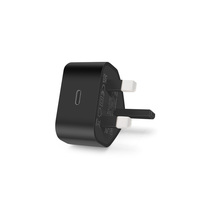 Cargador Rápido GaN de 20W con Enchufe de 3 Pines para Reino Unido, Mini Adaptador de Corriente USB-C PD, Protección de Seguridad OVP, Cargador de Pared con Certificación CE UKCA para iPhone 15/16 y iPad