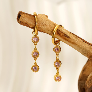 <span class=keywords><strong>Pendientes</strong></span> de joyería de acero inoxidable, borla de Color, inserción de moda Vintage, circón, acero inoxidable antialérgico, <span class=keywords><strong>pendientes</strong></span> de gota sin desvanecimiento - Product Image 2