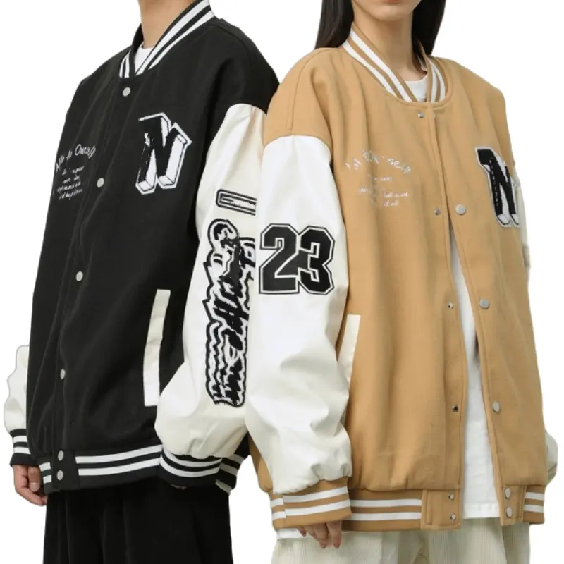 Yeni tasarım erkek nakış beyzbol ceketleri özel rahat Polyester pamuk bombacı ceket isıtma ceket