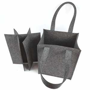 Felt Wine Tote Bag with Dividers for 6 Bottles Gifts Professional Carry Storage Protection Durable Reusable Transport - Product Image 3