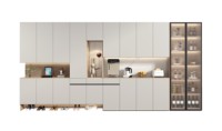 Armoire à vin de style moderne XINGYU, espace de rangement plus important, disposition personnalisable, portes en verre, belles bandes lumineuses, garantie de 5 ans
