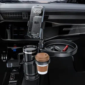 Porte-gobelet de <span class=keywords><strong>voiture</strong></span> 4-en-1 360° °   Support de téléphone rotatif pour <span class=keywords><strong>voiture</strong></span> avec 2 porte-gobelets – <span class=keywords><strong>Gadget</strong></span> <span class=keywords><strong>indispensable</strong></span> pour les voyages en <span class=keywords><strong>voiture</strong></span> et les road trips - Product Image 4