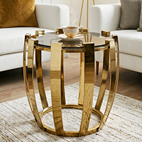 Table basse ronde de luxe en verre, en acier inoxydable doré, table à thé personnalisée pour salon, meubles d'intérieur