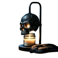 Lampe de bureau en fer de style américain en forme de crâne, avec minuterie, intensité réglable, ampoules halogènes pour aromathérapie, hauteur réglable