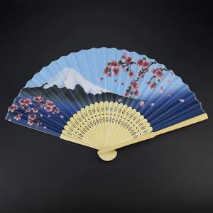 Abanico Plegable de Bambú con Tela de Seda Sintética Negra, Diseño de Arte Folclórico Tallado y Pintado, Elegante para Festivales, Bodas, Fiestas, Recuerdos para Bebés - Product Image 5