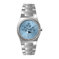 Montres ultra-fines à succès, logo personnalisé, luxe haut de gamme, acier inoxydable 316L, montre chronographe à phases lunaires pour hommes