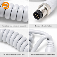 Câble spiralé élastique M12 8 broches ROMTRONIC blanc, faisceau de câblage pour connecteur aéronautique, pour instrument de détection médicale et robot