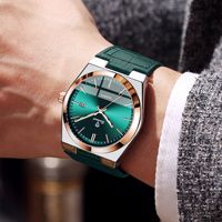 Reloj de Pulsera Binbond B102 102 Casual de Negocios para Hombre, Reloj de Lujo de Acero Inoxidable, Relojes de Vestir de Cuero para Hombre, Reloj de Cuarzo de Moda Masculina