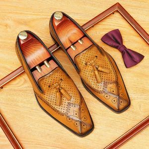 Chaussures Oxford décontractées pour hommes en cuir véritable faites à la main, de haute qualité, respirantes, pour mariage et soirée - Product Image 5