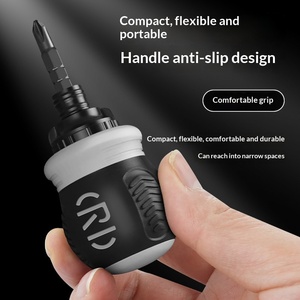 Tournevis magnétique à cliquet ultra-court, double usage, à double embout (croix et Torx) et à tête de radis - Product Image 2