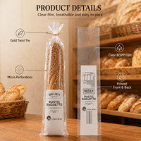 Sacs à baguette en BOPP transparent micro-perforés avec logo personnalisé pour boulangerie, emballage plastique