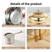 Nouveau Réchaud de Buffet Professionnel 8L en Acier Inoxydable Doré pour Traiteur, Mariages, Hôtels et Restaurants - Grande Capacité