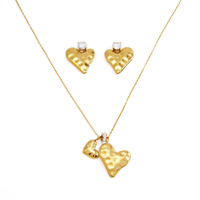 Set Perhiasan Kalung dan Anting Zirkon Fashion untuk Wanita, Lapisan Emas 18K PVD, Baja Anti Karat, Tahan Air, Perhiasan Pesta