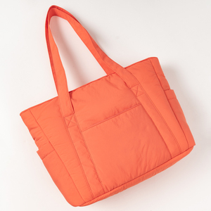 新款绗缝尼龙手提包，带隔层，高品质大容量，拉链闭合，女式手提包，带两个手柄 - Product Image 3