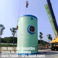 Estación elevadora de aguas residuales prefabricada de FRP de 10-50m³/h con bomba doble, PLC, diseño personalizado, subterránea, 220V 380V, ASEAN
