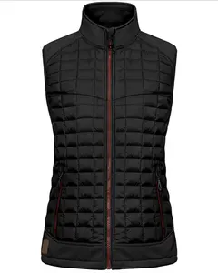 Women's Blue Puffer Down Quilted Vest Stand Collar Lightweight Zip Up Bubble Sleeveless Vest