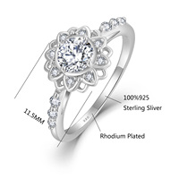 Vente chaude femmes fiançailles bague de mariage bijoux anneaux Zircon tournesol 925 argent Sterling Style à la mode fêtes fête
