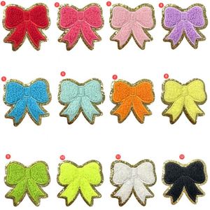 6cm Iron on Embroidered Colorful Chenille Bowknot Patches - Product Image 1