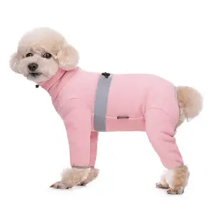 Sonbahar kış giysileri küçük köpekler için yumuşak sıcak Polar Polar Pet tulum yansıtıcı tamamen kapalı mide ceket erkek kız köpekler için