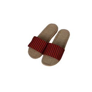Manufacturer Wholesale Linen for <strong>Slippers</strong> Korean Trendy Printed Striped Design <strong>Black</strong> White Foreign Trade Shoes with EVA Outsole - Product Image 5