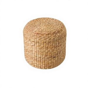 Cojín de Piso Ecológico Hecho a Mano con Jacinto de Agua de Vietnam, Color Marrón Natural, Diseño Vintage a Rayas, Versátil - Product Image 1