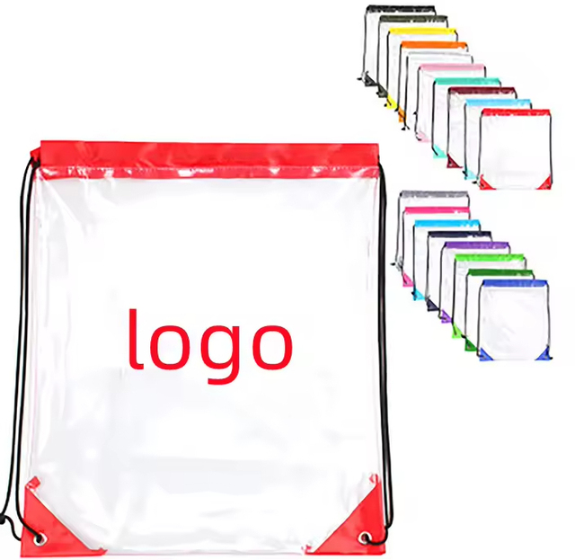 Transparent Waterproof PVC Drawstring Bag Multiple Color Dustproof Portable Clear Drawstring Packaging Bag with Custom Logo