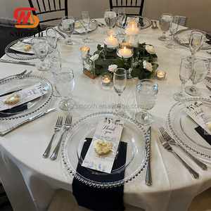 SMOOTH 13" Round <b>Large</b> Gold beads Rim Glass Charger <b>Plate</b> Wedding Dinner Table Charge <b>Plate</b> - Product Image 3