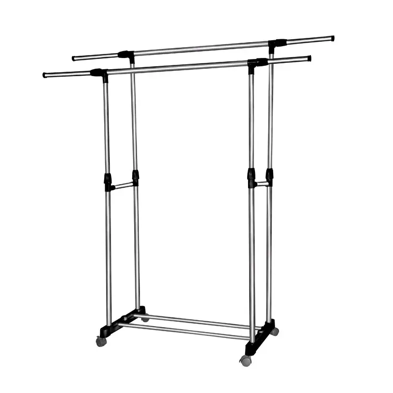 Cheap price double stainless steel lightweight drying rack stand clothes metal laundry cloth hangers racks