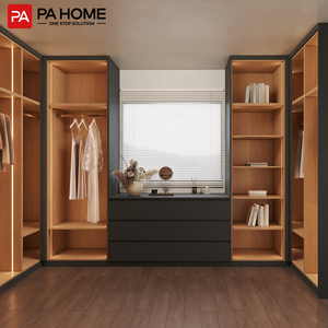 Ana Yatak Odası İçin <span class=keywords><strong>L</strong></span> Şeklinde Ahşap Cam Kapı<span class=keywords><strong>l</strong></span>ı Giyinme Odası Dolabı, PA <span class=keywords><strong>L</strong></span>üks Mobilya - Product Image 2