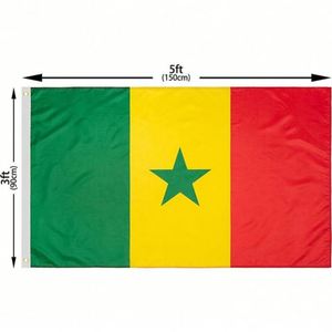Drapeau du Sénégal 3x5 pieds en aluminium, impression numérique, double couture, pour campagnes électorales, événements et célébrations, vente en gros - Product Image 2