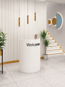 เคาน์เตอร์ต้อนรับทรงกลมพร้อมที่เก็บของสำหรับร้านตัดผมและร้านทำเล็บ - Product Image 1