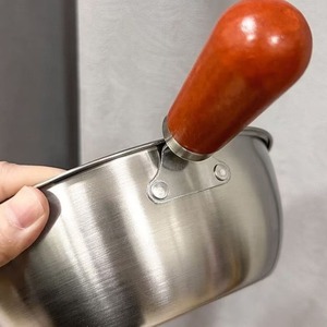 Stainless Steel <b>Soup</b> <b>Pot</b> With Wooden Handle Minimalist Design Rust Proof Hand Wash Only No Cover General Use - Product Image 1