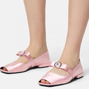 Colori tinta unita da donna <span class=keywords><strong>sandali</strong></span> aperti a punta quadrata da donna <span class=keywords><strong>con</strong></span> cinturino causale a metà arco pump da ufficio scarpe di seta piatte da donna - Product Image 1