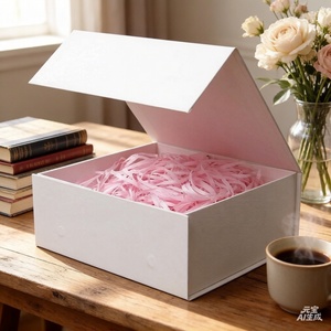 White Embossed Recyclable Gift <b>Box</b> with Lids Collapsible Groomsmen Proposal Magnetic Closure Large for Wedding Birthday <b>Presents</b> - Product Image 3