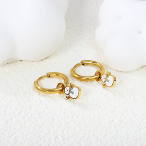 Lindos pendientes de aro con diseño de pastel arcoíris, sandía, muñeco de nieve, diseño de dibujos animados para niñas, regalo, joyería de moda - Product Image 4