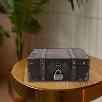 Cofre del tesoro pirata con cerradura de código de hierro Cajas de madera vintage con cerradura Caja de madera vikinga