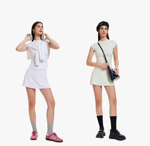 Ensemble de gymnastique pour femmes Débardeurs à col haut Fitness Activewear Short Training Set Breathable Tennis Workout Apparel - Product Image 6