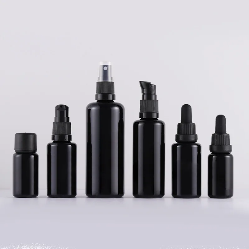 black glass pump bottle