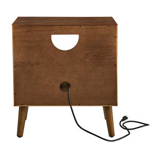 Table de chevet moderne du milieu du siècle avec port de charge USB, ports USB et trou pour prise, et 4 pieds en bois massif, écologique - Product Image 5