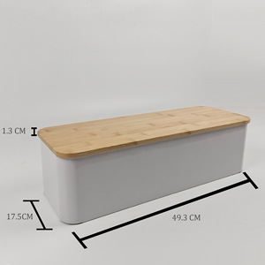 Boîte à pain rectangulaire de style européen sur mesure avec couvercle en bambou et couvercle de rangement en métal, motif décoratif personnalisable - Product Image 4
