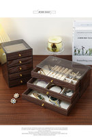 Boîte de rangement pour bijoux en bois de noyer de luxe, avec doublure en velours doux, anti-poussière, pour bagues, boucles d'oreilles, colliers