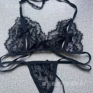 Conjunto de lencería sexy transfronterizo europeo y americano 2024, conjunto de lencería de dos piezas de encaje transparente para mujer - Product Image 4