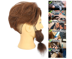 Cabeza <span class=keywords><strong>de</strong></span> Maniquí con Cabello Humano para Cosmetología, Cabeza <span class=keywords><strong>de</strong></span> Maniquí para Peinado, Cabeza <span class=keywords><strong>de</strong></span> Maniquí Masculina para Barbería - Product Image 3