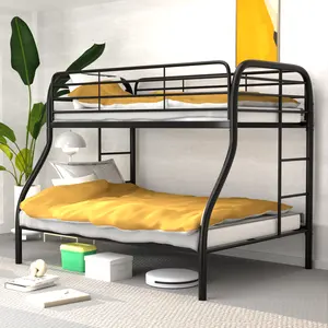 Litera de metal doble sobre camas de tamaño completo con barandilla de protección resistente y escalera sin ruido que ahorra espacio