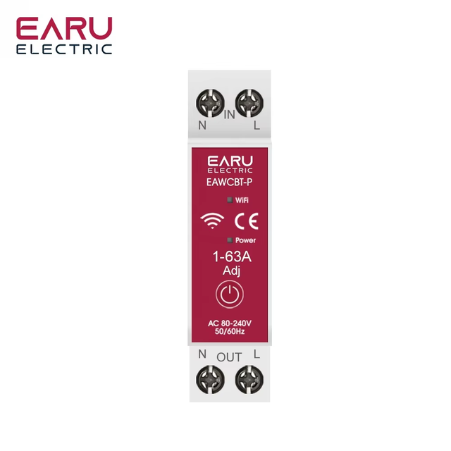Tuya WiFi Smart Circuit Breaker MCB 1P+N 63A Timer Power Energy kWh Voltage Current Meter Protector Voice Remote Control Switch