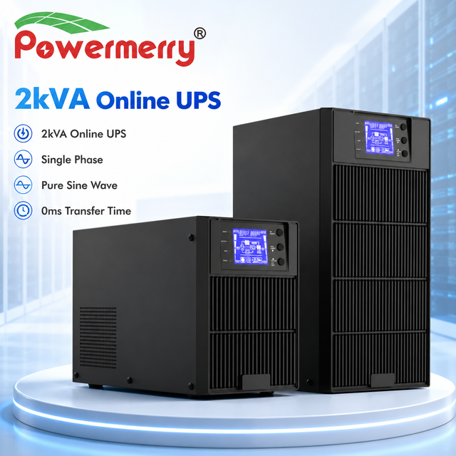 2kVA Single Phase Online UPS Pure Sine Wave Maintenance Free Battery 0ms Transfer Time for Office Critical Backup Protection