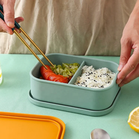 Récipient alimentaire en silicone Offres Spéciales à 2 compartiments Boîte à bento en silicone de qualité alimentaire à nettoyage facile Boîte de rangement en silicone pour aliments