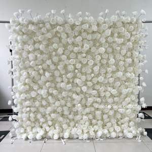 Custom 3d tecido flor parede casamento falso seda rosa flor parede painel fundo mobiliário decoração - Product Image 1