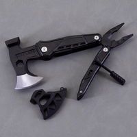Hache de survie multifonction EDC, outil portable de camping pliable avec pince, marteau, tournevis, ouvre-bouteille et silex, manche en aluminium