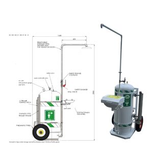 Station de douche oculaire moderne portable standard ANSI CE en acier inoxydable 316 avec réservoir sous pression 160L douche oculaire <span class=keywords><strong>mobile</strong></span> d'urgence - Product Image 1